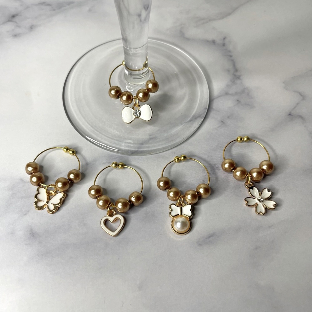 Gold & White wine charms